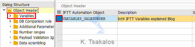 Object Header - VARIABLES_SALESORDER