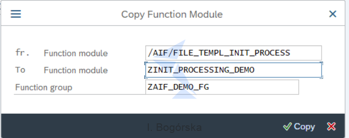 Copy Function Module ZINIT_PROCESSING